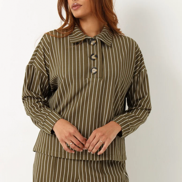 Placket Stripe Top