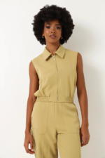 Sleeveless Collared Waist Top